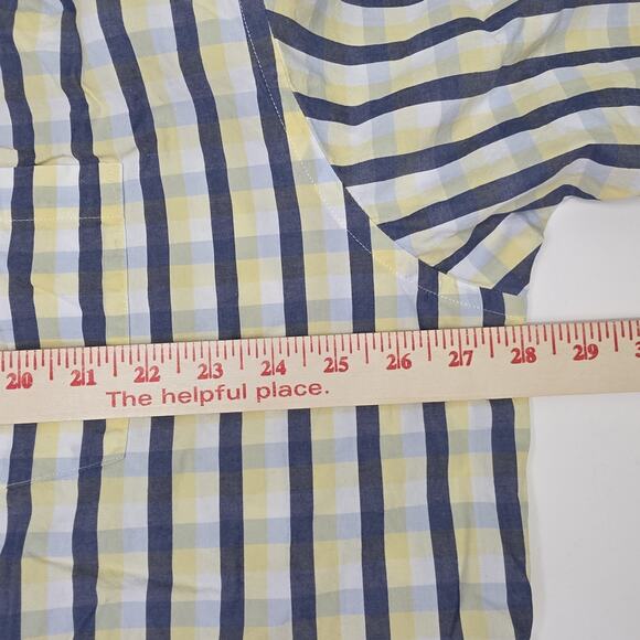 Red Bird Forsyth Blue Yellow Plaid Button Up Men's Shirt Size 2XLT Short Sleeve - Picture 4 of 6